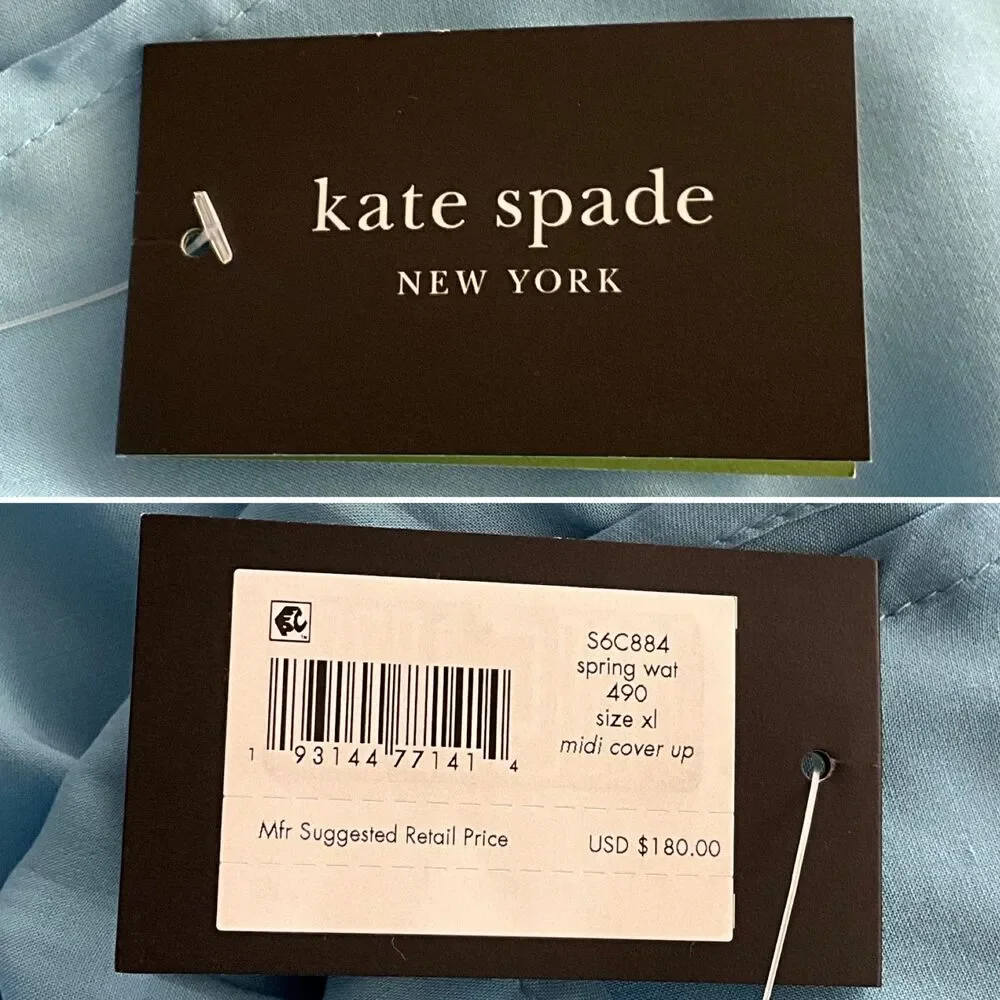 Kate Spade New York Midi Cover Up Tiered Dress Color Block Blue Green XL